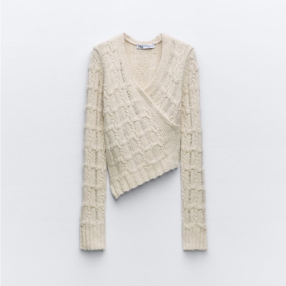 Zara cropped asymmetric knit sweater